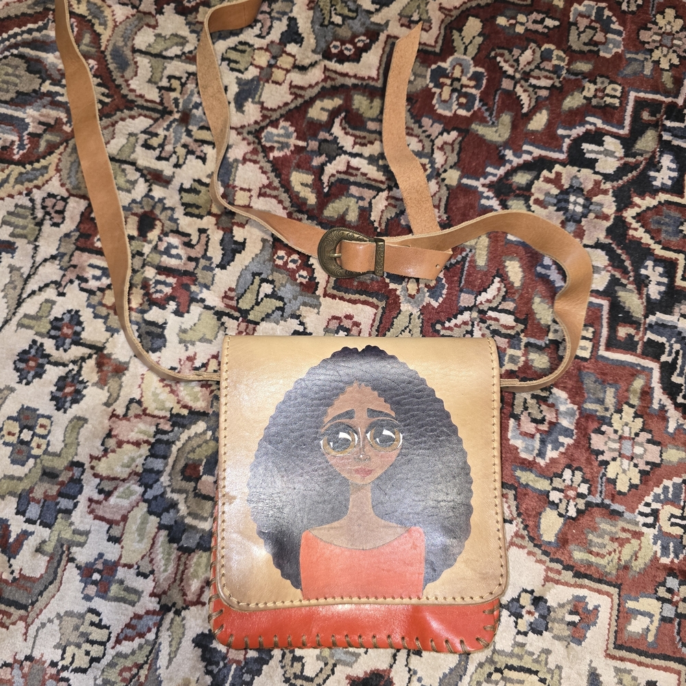 Chicatolia Painted Leather Artisan Crossbody - Picture 2 of 5